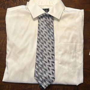 (024) beautiful silver, and gray tie with geometrical pattern by Zylos